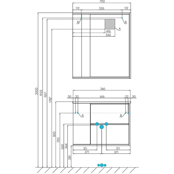 Зеркало-шкаф Акватон Бостон 75 см 1A240302BN010, белый/дуб эврика фото 4