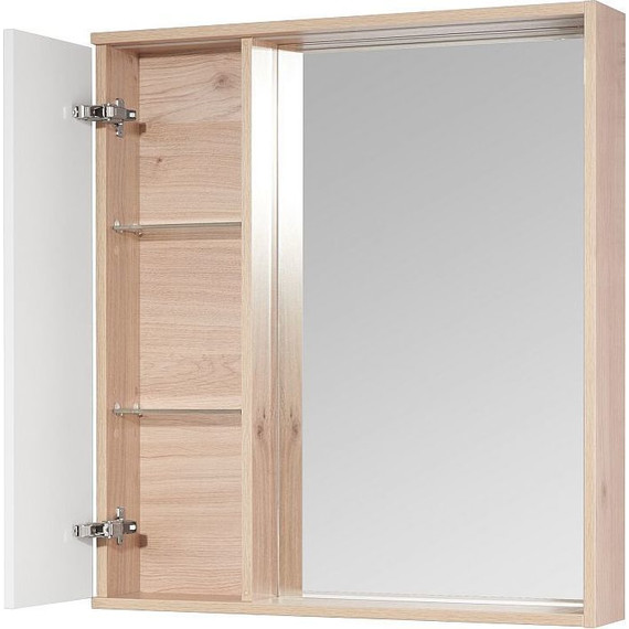 Зеркало-шкаф Акватон Бостон 75 см 1A240302BN010, белый/дуб эврика фото 2