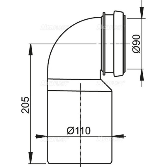 Колено стока AlcaPlast M906 90/110 фото 2