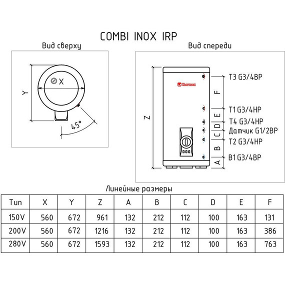 Водонагреватель электрический Thermex IRP 200 V (combi) - 6 Водонагреватель электрический Thermex IRP 200 V (combi) фото 6
