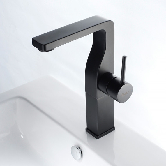 Смеситель для раковины высокий Bravat Arc F16061K-A2-ENG, черный, Цвет производителя: чёрный фото 4