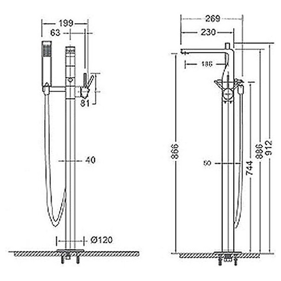 Смеситель для ванны Bravat Arc F66061K-B3-ENG, черный, Цвет производителя: чёрный фото 5