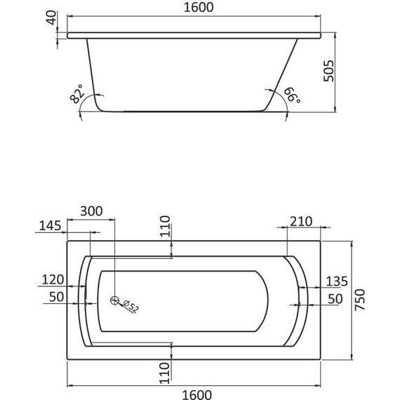 Ванна акриловая Santek Монако XL 160x75 см 1.WH11.1.978, Размер - мм: 1600х750 - 5 Ванна акриловая Santek Монако XL 160x75 см 1.WH11.1.978, Размер - мм: 1600х750 фото 5
