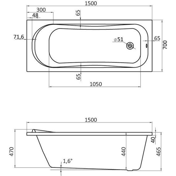 Ванна акриловая Santek Тенерифе 150x70 см 1.WH30.2.213, Размер - мм: 1500х700 - 5 Ванна акриловая Santek Тенерифе 150x70 см 1.WH30.2.213, Размер - мм: 1500х700 фото 5