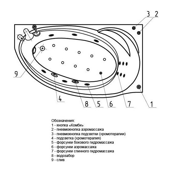 Ванна гидромассажная Aquatek Бетта 170x97 см L фото 5