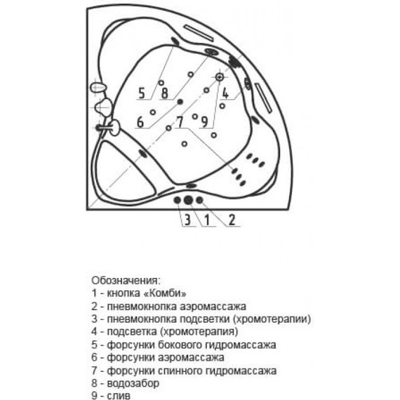 Ванна гидромассажная Aquatek Галатея 135x135 см фото 5