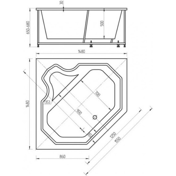 Ванна гидромассажная Aquatek Лира 150x150 см фото 4