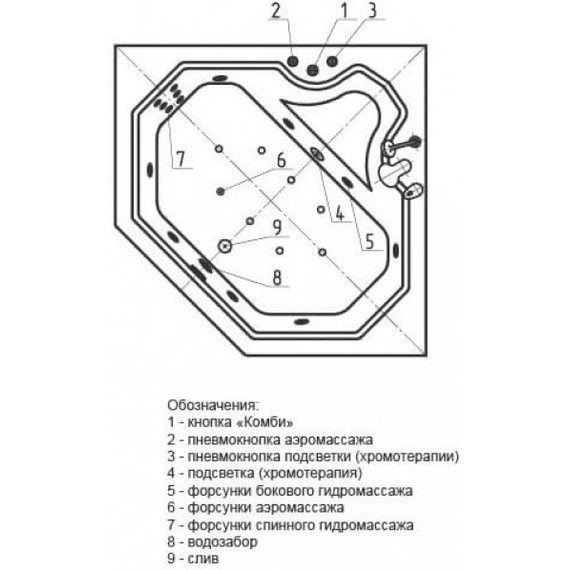 Ванна гидромассажная Aquatek Лира 150x150 см фото 5