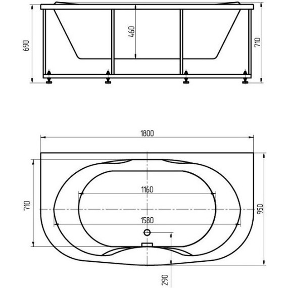 Ванна гидромассажная Aquatek Мелисса 180x95 см фото 5