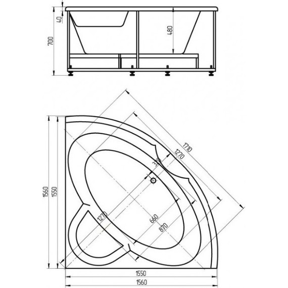 Ванна гидромассажная Aquatek Поларис 155x155 см фото 5