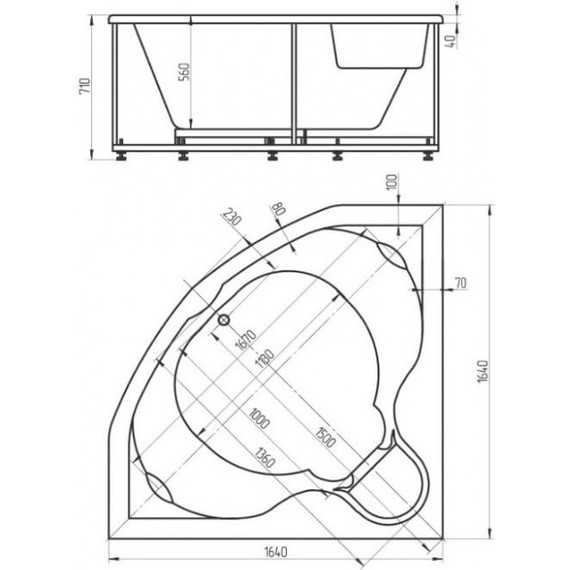 Ванна гидромассажная Aquatek Сириус 164x164 см фото 5