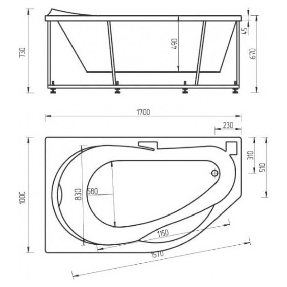 Ванна гидромассажная Aquatek Таурус 170x100 см L фото 5