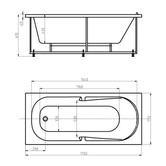 Ванна гидромассажная Aquatek Лея 170x75 см фото 5