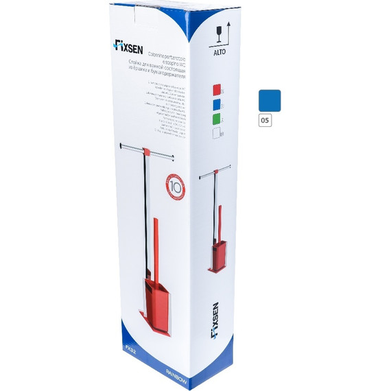 Стойка с держателем и ёршиком Fixsen Rainbow FX-32-05, цвет хром/синий фото 2