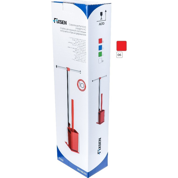 Стойка с держателем и ёршиком Fixsen Rainbow FX-32-06, цвет хром/красный фото 2