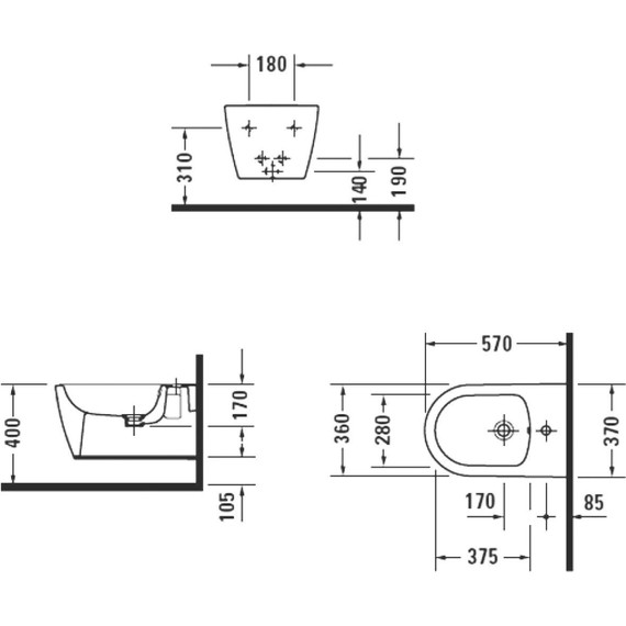 Биде подвесное Duravit ME by Starck 2288150000 - 4 Биде подвесное Duravit ME by Starck 2288150000 фото 4