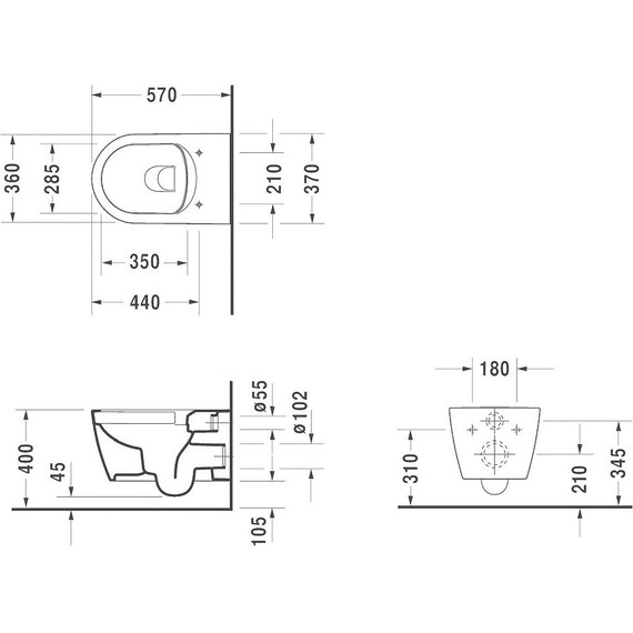 Унитаз подвесной Duravit ME by Starck Rimless 2529090000 фото 6