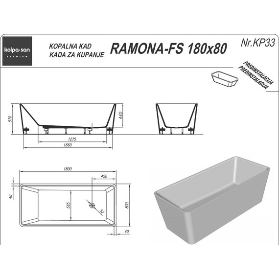 Ванна отдельностоящая Kolpa-San Ramona FS 180x80 см фото 3