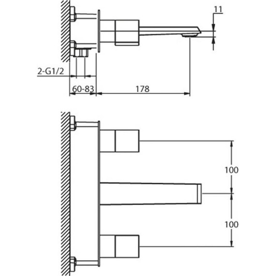 Смеситель для раковины настенный BelBagno Arlie ARL-BLI-CRM фото 2