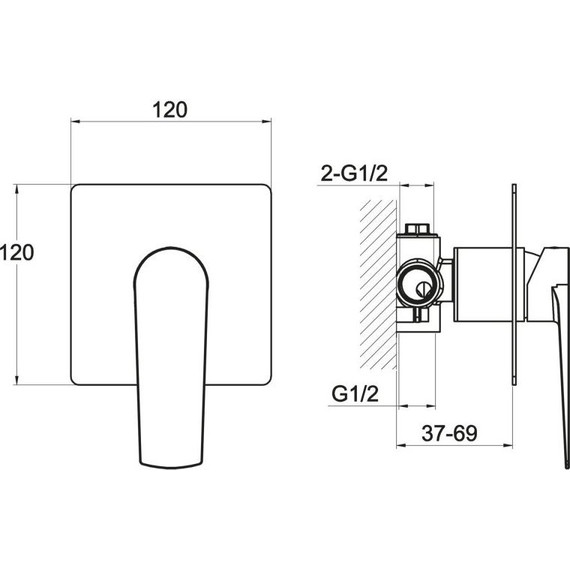 Смеситель для душа BelBagno Carin CAR-BDM-CRM - 2 Смеситель для душа BelBagno Carin CAR-BDM-CRM фото 2