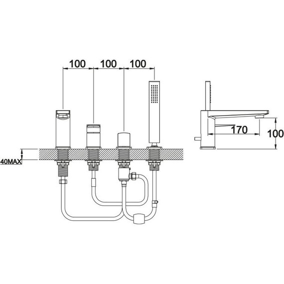 Смеситель для ванны BelBagno Carin CAR-VIM4-CRM - 2 Смеситель для ванны BelBagno Carin CAR-VIM4-CRM фото 2