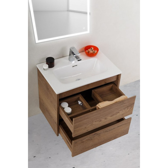 Тумба подвесная с раковиной BelBagno KRAFT 39-500/390-2C-SO-RT 50 см, Rovere Tabacco фото 3