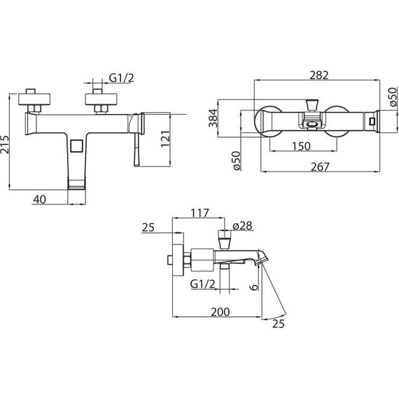 Смеситель для ванны BelBagno Mille MIL-VASM-CRM фото 2