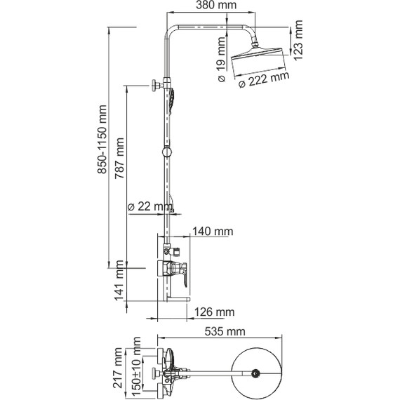 Душевая стойка WasserKraft A16601 - 6 Душевая стойка WasserKraft A16601 фото 6