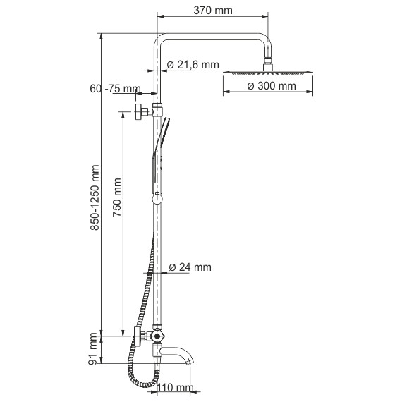 Душевая стойка с термостатом WasserKraft A18801 - 9 Душевая стойка с термостатом WasserKraft A18801 фото 9