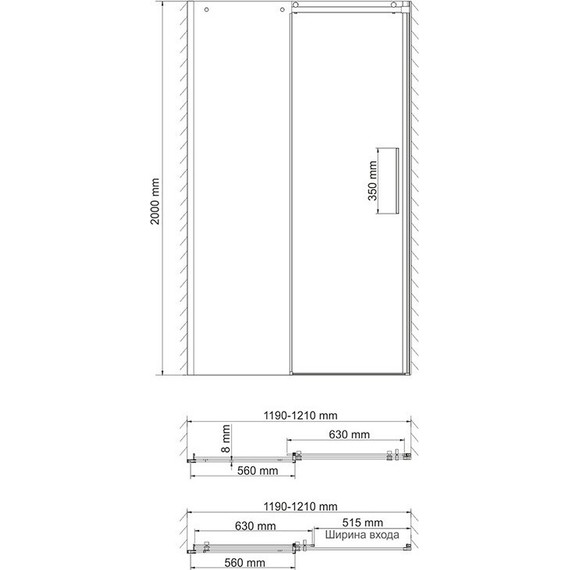 Душевая дверь WasserKraft Dinkel 120 см 58R05, хром/прозрачное фото 5