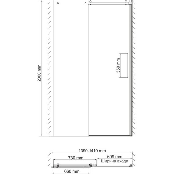 Душевая дверь WasserKraft Dinkel 140 см 58R31, хром/прозрачное фото 5