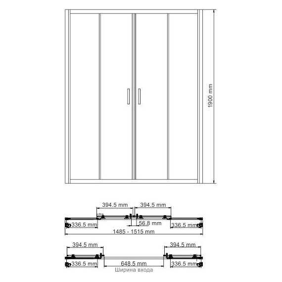 Душевая дверь WasserKraft Lippe 150 см 45S08, хром/прозрачное фото 4