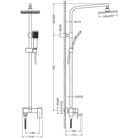 Душевая стойка для ванны Timo Selene SX-2013/03, черный - 8 Душевая стойка для ванны Timo Selene SX-2013/03, черный фото 8