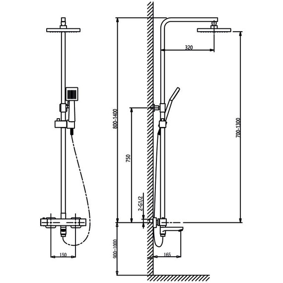 Душевая стойка для ванны с термостатом Timo Tetra-Thermo SX-0169/00 фото 5