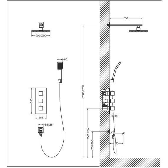 Душевая система для ванны с термостатом Timo Tetra-Thermo SX-0199/00SM - 9 Душевая система для ванны с термостатом Timo Tetra-Thermo SX-0199/00SM фото 9