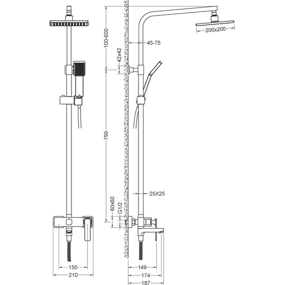Душевая стойка Timo Torne SX-4320/03, черный - 9 Душевая стойка Timo Torne SX-4320/03, черный фото 9