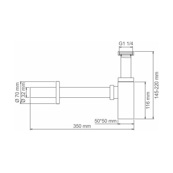 Сифон для умывальника WasserKraft A096, светлая бронза фото 2