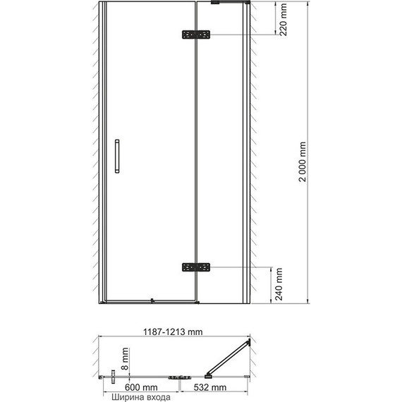 Душевая дверь WasserKraft Aller 120 см R 10H05RWHITE, белый/прозрачное фото 5