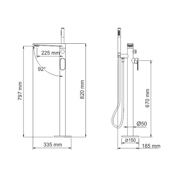 Смеситель для ванны WasserKraft Dinkel 5821 фото 6