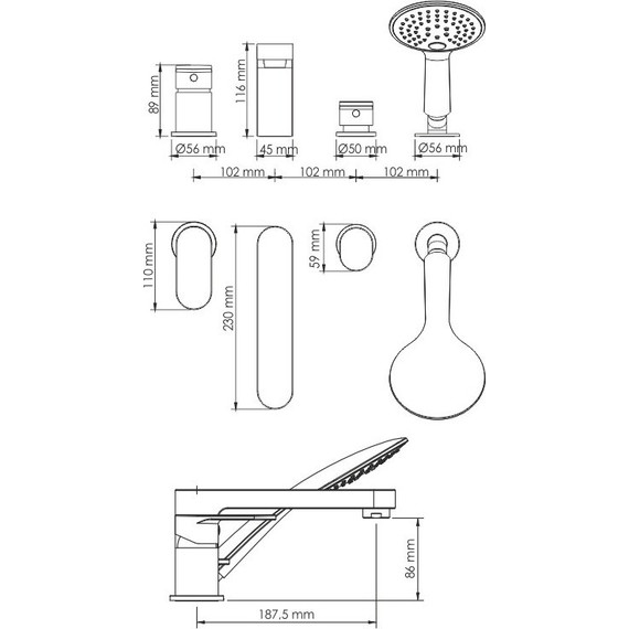 Смеситель для ванны WasserKraft Elbe 7455, черный - 7 Смеситель для ванны WasserKraft Elbe 7455, черный фото 7