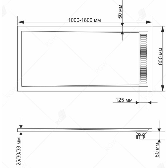 Каменный поддон RGW STM-138G 130х80 см 14202813-02, графит - 4 Каменный поддон RGW STM-138G 130х80 см 14202813-02, графит фото 4