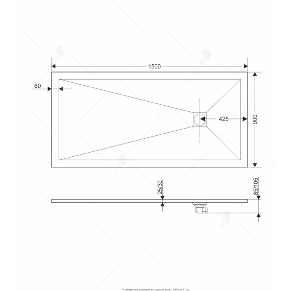 Каменный поддон RGW ST-159G 150х90 см 14152915-02, графит - 3 Каменный поддон RGW ST-159G 150х90 см 14152915-02, графит фото 3