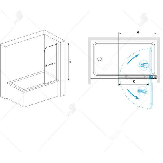 Шторка для ванны RGW SC-06 80 см 03110608-11, хром/прозрачное фото 4