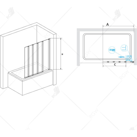Шторка для ванны RGW SC-21 120 см 03112112-11, хром/прозрачное фото 2