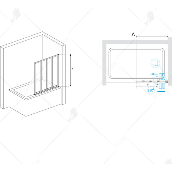 Шторка для ванны RGW SC-23 100 см 03112310-11, хром/прозрачное фото 2