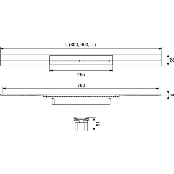 Трап TECEdrainprofile 100 см 671011, нержавеющая сталь, глянец/черный хром, Цвет производителя: глянец, чёрный хром, Размер трапа: 1000 фото 9