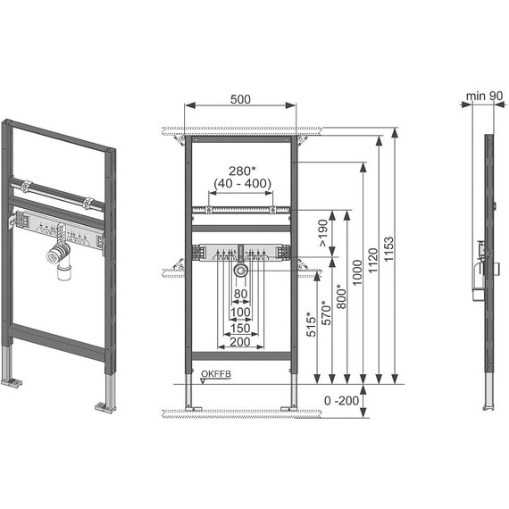 Инсталляция для раковины TECEprofil (h = 1120 мм) 9310000 - 2 Инсталляция для раковины TECEprofil (h = 1120 мм) 9310000 фото 2