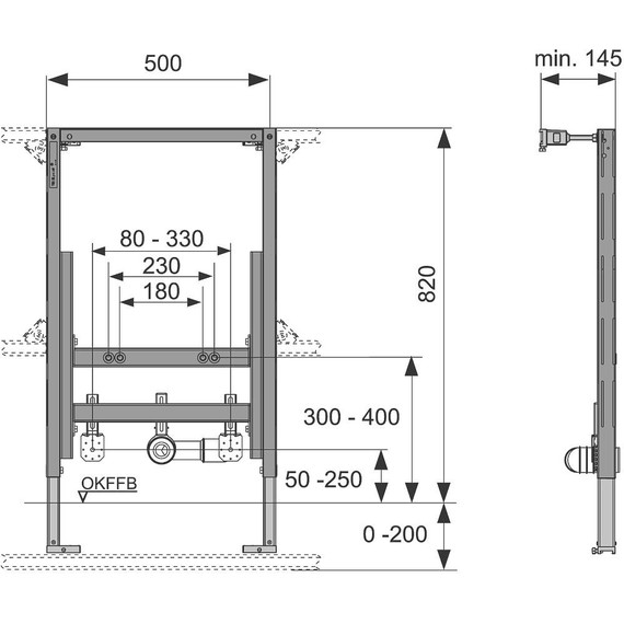 Инсталляция для биде TECEprofil (h = 820 мм) 9330005 фото 2