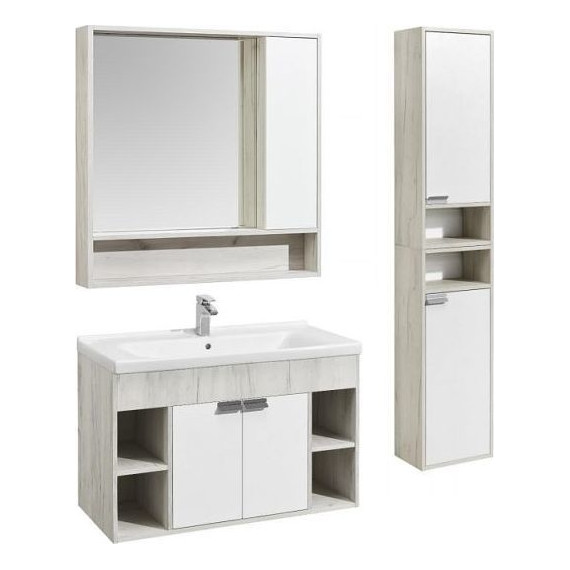 Зеркало-шкаф Акватон Флай 100 см 1A237802FAX10, белый/дуб крафт - 4 Зеркало-шкаф Акватон Флай 100 см 1A237802FAX10, белый/дуб крафт фото 4