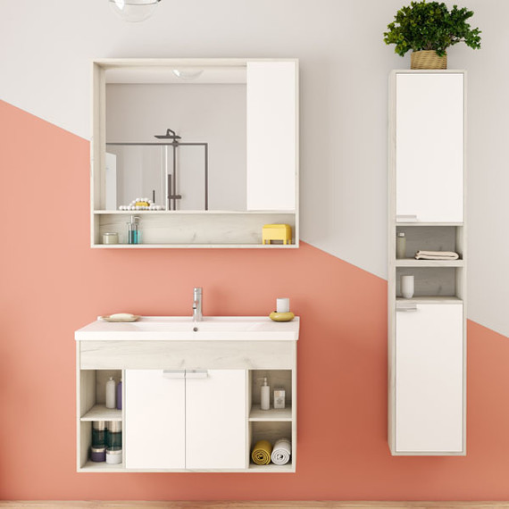 Зеркало-шкаф Акватон Флай 100 см 1A237802FAX10, белый/дуб крафт - 6 Зеркало-шкаф Акватон Флай 100 см 1A237802FAX10, белый/дуб крафт фото 6